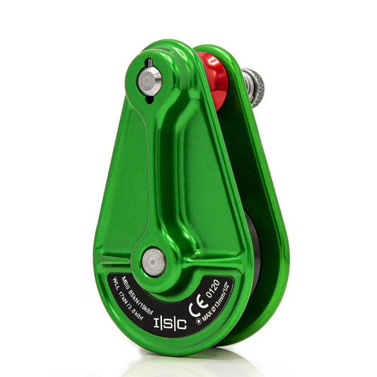 Compact Rigging Pulley for up to 13mm Rope - 85kN - Green with Grey Wheel//J6