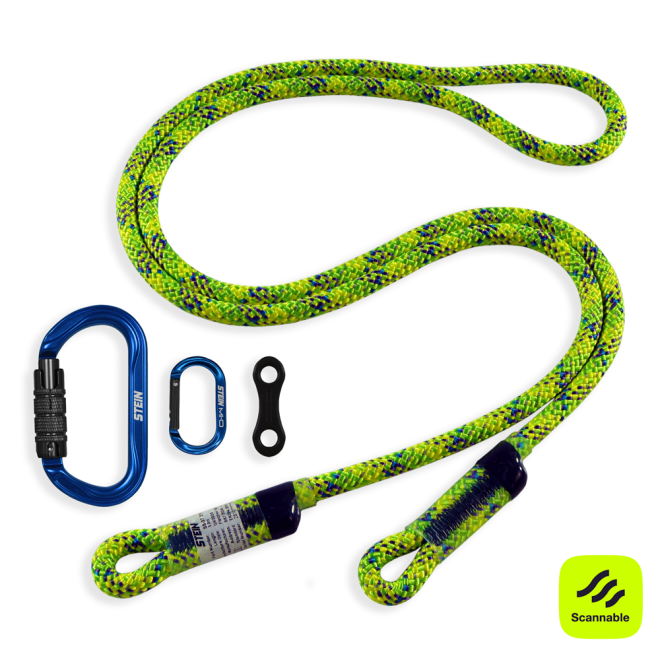 SCE-X1 Work Positioning Lanyard Green 5m c/w SECURA Oval & MI-O