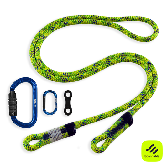 SCE-X1 Work Positioning Lanyard Green 5m c/w SECURA Oval & MI-O