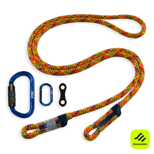 SCE-X1 Work Positioning Lanyard Orange 5m c/w SECURA Oval & MI-O