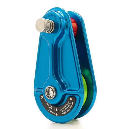 Medium Rigging Pulley up to 20mm Rope 150kN Blue with Green Wheel